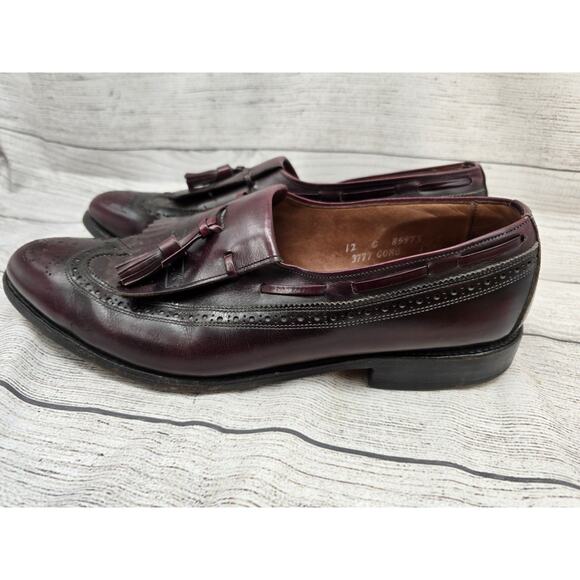Allen Edmonds Arlington Burgundy Longwing Kiltie Tassel Loafers 12 C Poor Condit - Picture 4 of 10